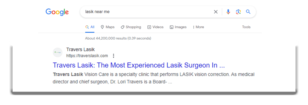Travers Lasik Google Search Homepage